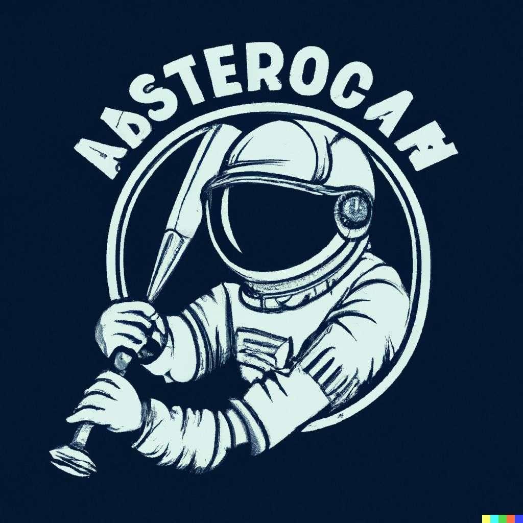 an astronaut, baseball team emblem design